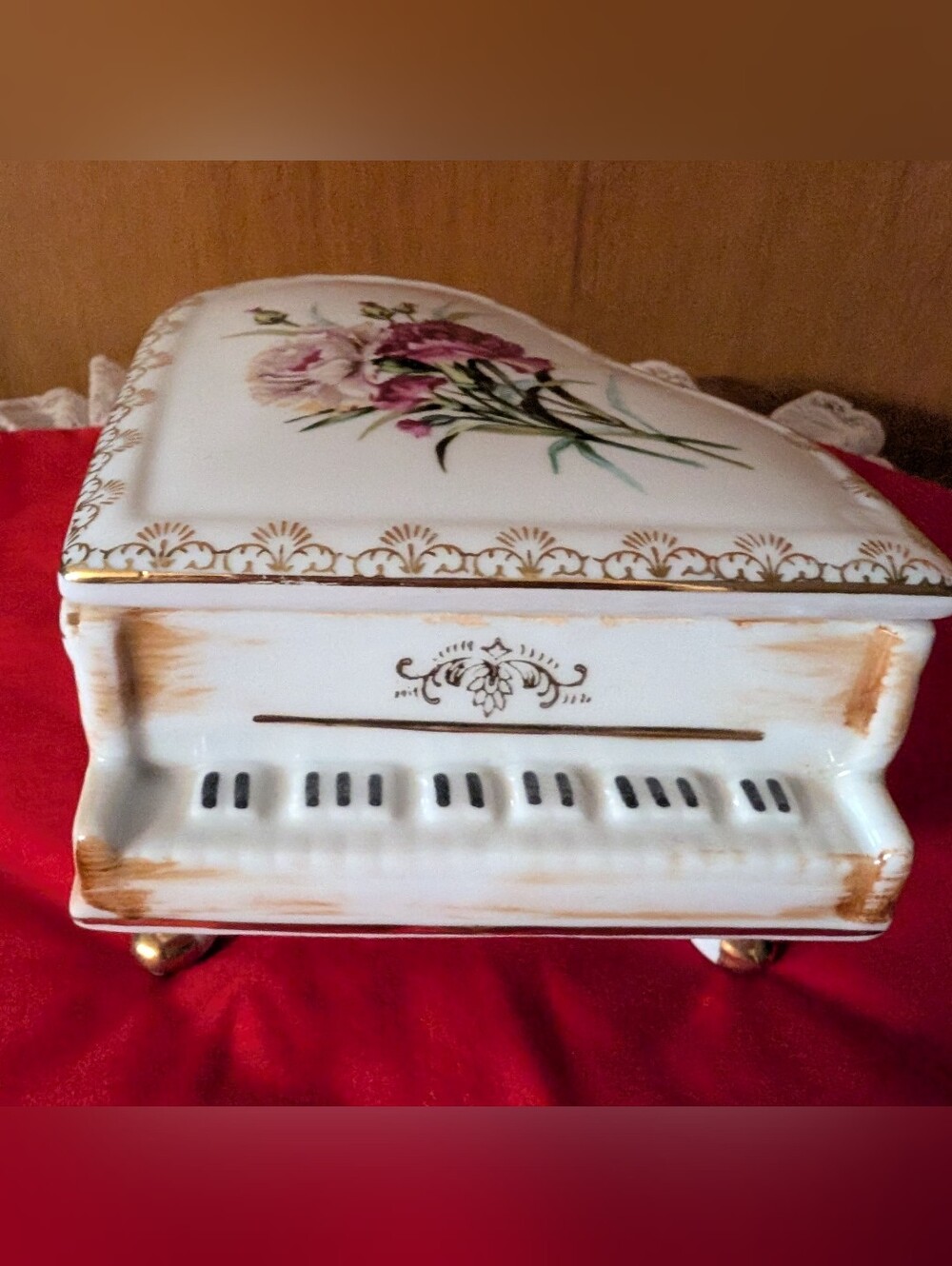 Vintage Baby Grand Piano Porcelain Trinket Box